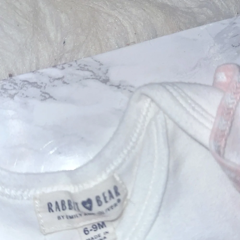 Rabbit Bear Raised with Love White and Pink Baby One piece size 6-9 months